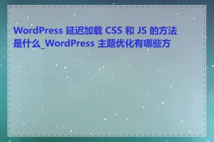 WordPress 延迟加载 CSS 和 JS 的方法是什么_WordPress 主题优化有哪些方法