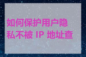 如何保护用户隐私不被 IP 地址查询