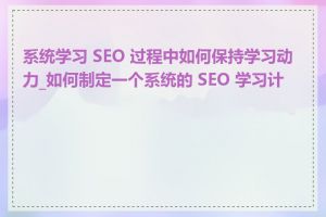 系统学习 SEO 过程中如何保持学习动力_如何制定一个系统的 SEO 学习计划
