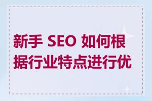 新手 SEO 如何根据行业特点进行优化
