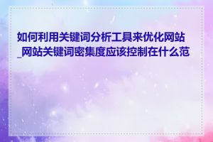 如何利用关键词分析工具来优化网站_网站关键词密集度应该控制在什么范围