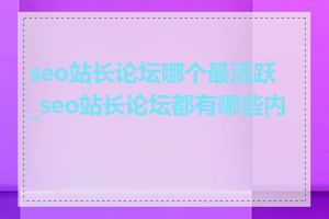 seo站长论坛哪个最活跃_seo站长论坛都有哪些内容