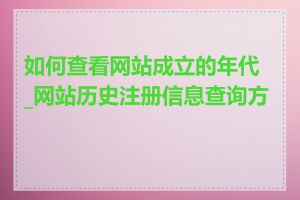 如何查看网站成立的年代_网站历史注册信息查询方法