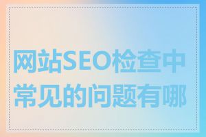 网站SEO检查中常见的问题有哪些