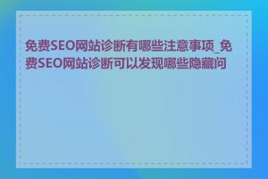 免费SEO网站诊断有哪些注意事项_免费SEO网站诊断可以发现哪些隐藏问题