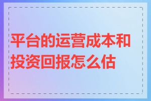 平台的运营成本和投资回报怎么估算