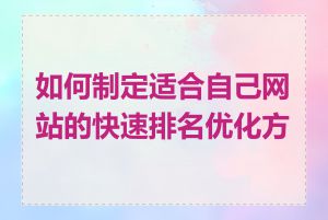 如何制定适合自己网站的快速排名优化方案