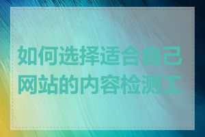 如何选择适合自己网站的内容检测工具