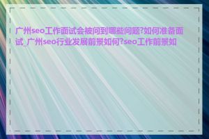广州seo工作面试会被问到哪些问题?如何准备面试_广州seo行业发展前景如何?seo工作前景如何