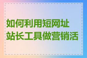 如何利用短网址站长工具做营销活动