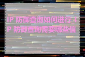 IP 防御查询如何进行_IP 防御查询需要哪些信息