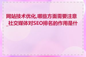 网站技术优化,哪些方面需要注意_社交媒体对SEO排名的作用是什么