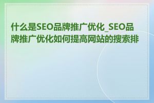 什么是SEO品牌推广优化_SEO品牌推广优化如何提高网站的搜索排名