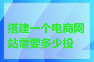 搭建一个电商网站需要多少投资