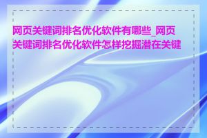 网页关键词排名优化软件有哪些_网页关键词排名优化软件怎样挖掘潜在关键词