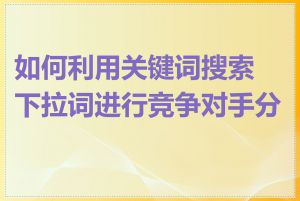 如何利用关键词搜索下拉词进行竞争对手分析