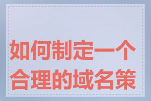 如何制定一个合理的域名策略