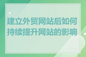 建立外贸网站后如何持续提升网站的影响力