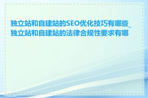 独立站和自建站的SEO优化技巧有哪些_独立站和自建站的法律合规性要求有哪些