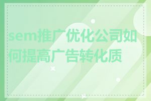 sem推广优化公司如何提高广告转化质量