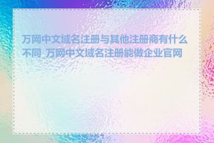 万网中文域名注册与其他注册商有什么不同_万网中文域名注册能做企业官网吗