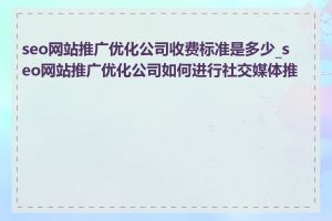 seo网站推广优化公司收费标准是多少_seo网站推广优化公司如何进行社交媒体推广