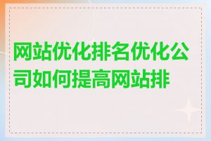 网站优化排名优化公司如何提高网站排名