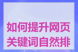 如何提升网页关键词自然排名
