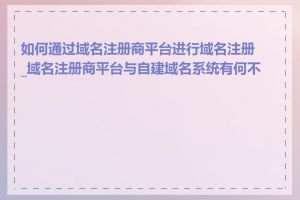 如何通过域名注册商平台进行域名注册_域名注册商平台与自建域名系统有何不同