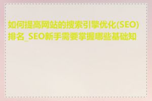 如何提高网站的搜索引擎优化(SEO)排名_SEO新手需要掌握哪些基础知识