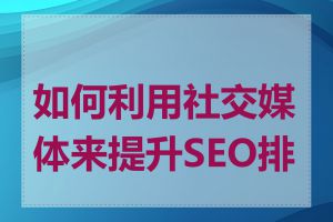 如何利用社交媒体来提升SEO排名