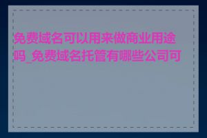 免费域名可以用来做商业用途吗_免费域名托管有哪些公司可选