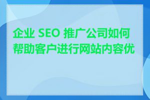 企业 SEO 推广公司如何帮助客户进行网站内容优化