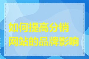 如何提高分销网站的品牌影响力