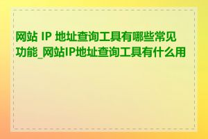 网站 IP 地址查询工具有哪些常见功能_网站IP地址查询工具有什么用途