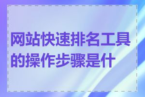 网站快速排名工具的操作步骤是什么