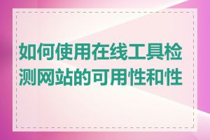 如何使用在线工具检测网站的可用性和性能