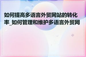 如何提高多语言外贸网站的转化率_如何管理和维护多语言外贸网站