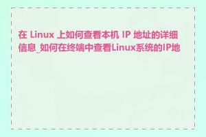 在 Linux 上如何查看本机 IP 地址的详细信息_如何在终端中查看Linux系统的IP地址
