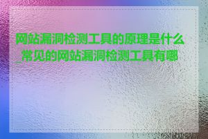 网站漏洞检测工具的原理是什么_常见的网站漏洞检测工具有哪些