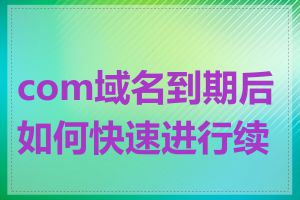 com域名到期后如何快速进行续费