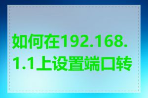 如何在192.168.1.1上设置端口转发