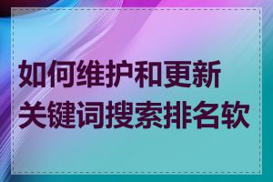 如何维护和更新关键词搜索排名软件