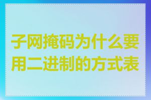 子网掩码为什么要用二进制的方式表示