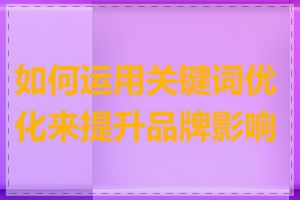 如何运用关键词优化来提升品牌影响力