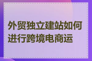 外贸独立建站如何进行跨境电商运营