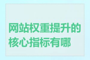 网站权重提升的核心指标有哪些