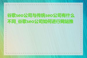 谷歌seo公司与传统seo公司有什么不同_谷歌seo公司如何进行网站推广