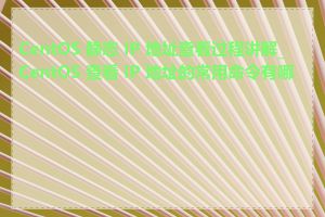 CentOS 静态 IP 地址查看过程讲解_CentOS 查看 IP 地址的常用命令有哪些