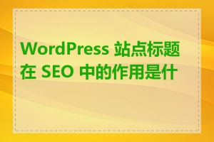 WordPress 站点标题在 SEO 中的作用是什么